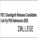 PEC Chandigarh Releases Candidates List For PhD Admission 2025